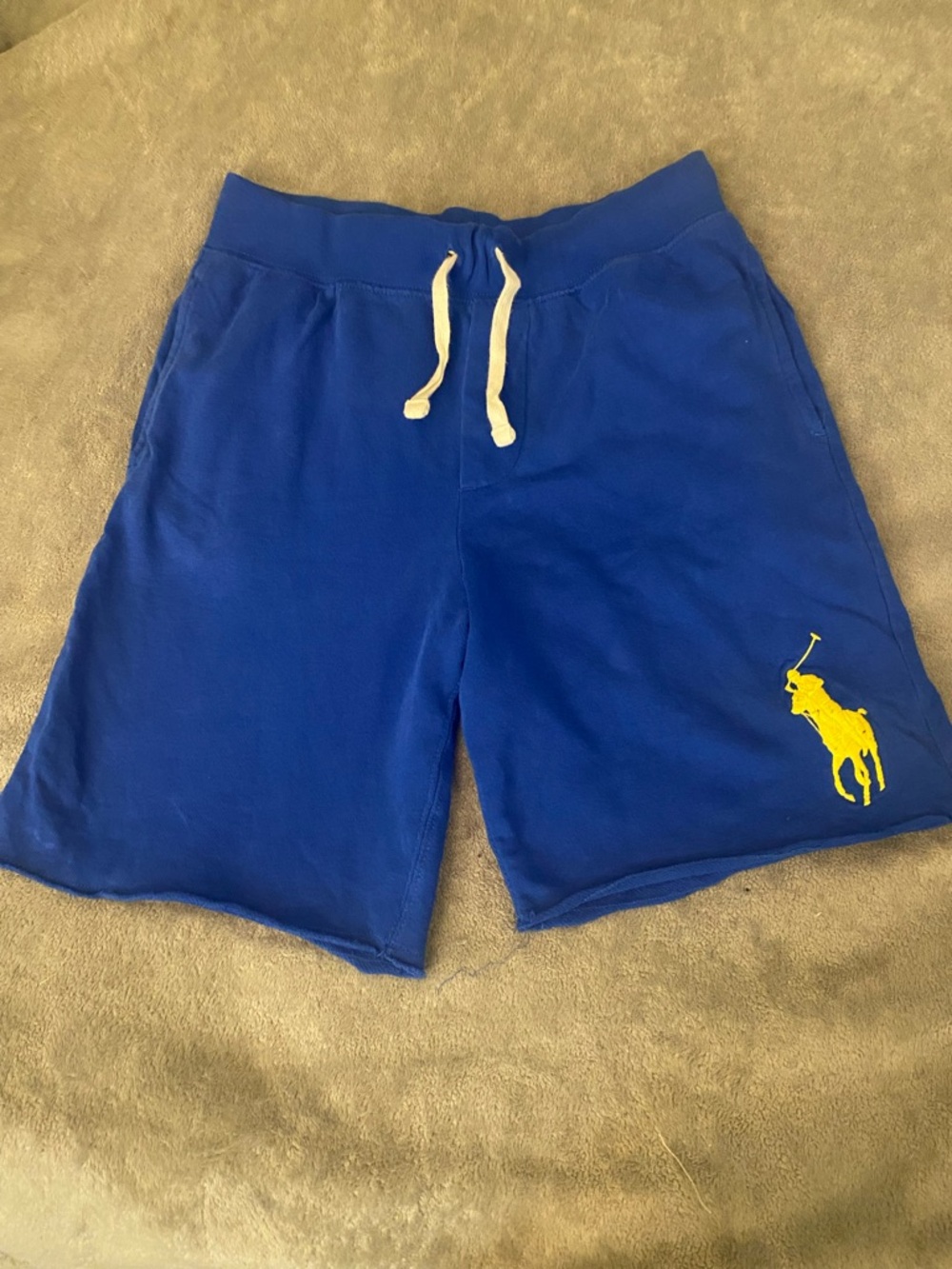 Polo by Ralph Lauren Royal Blue Cotton Drawstring Shorts with Yellow Pony